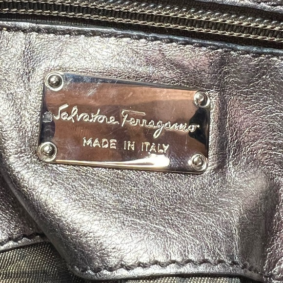 Salvatore Ferragamo Metallic Gancini Leather Hobo Hand Bag - EUC - Picture 9 of 11